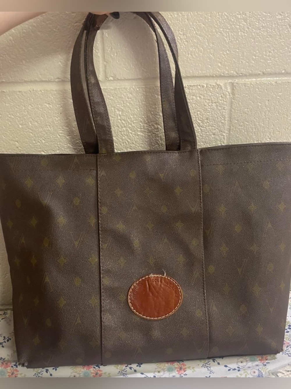 Vintage Vespucci Brown saddle leather Monogram Tote Bag